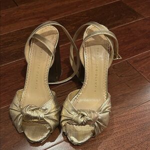 Charlotte Olympia Metallic Gold Knotted Heels